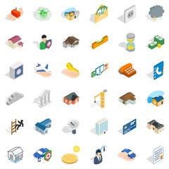 Satellite icons set, isometric style