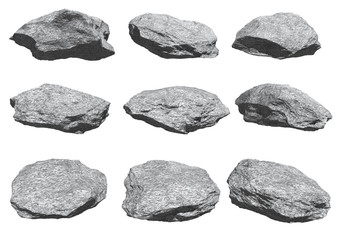 rocks set isolated on white background. © akr11_st