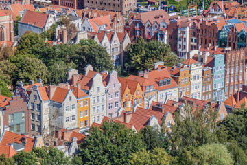 Fototapeta na wymiar Aerial view of Gdansk, Poland. Taken from the tower of St. Mary's Church.