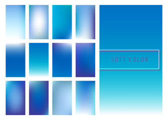 Set of soft blue color gradients background