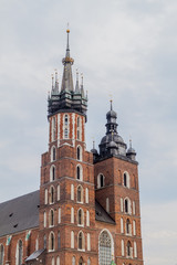 Fototapeta na wymiar St. Mary church on Market square in Krakow, Poland