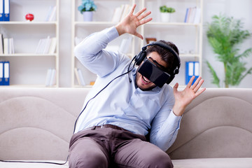 Student gamer playing games at home