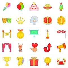 Honor icons set, cartoon style