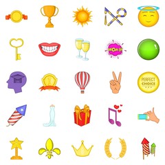 Glory icons set, cartoon style