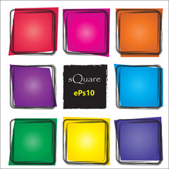 Set of empty scribble square frame, vector design elements, 9 square frame.