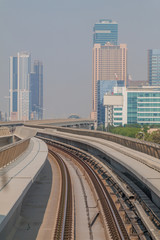 Obraz premium Tracks of elevated stretch of Dubai metro, United Arab Emirates