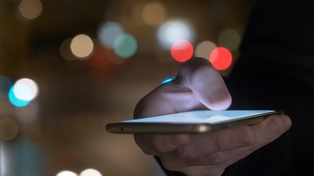 Hand typing sms mms on a smartphone