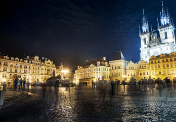 Fototapeta premium Old Town Square in Prague at night