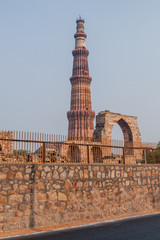 Fototapeta na wymiar Qutub Minar minaret in Delhi, India.