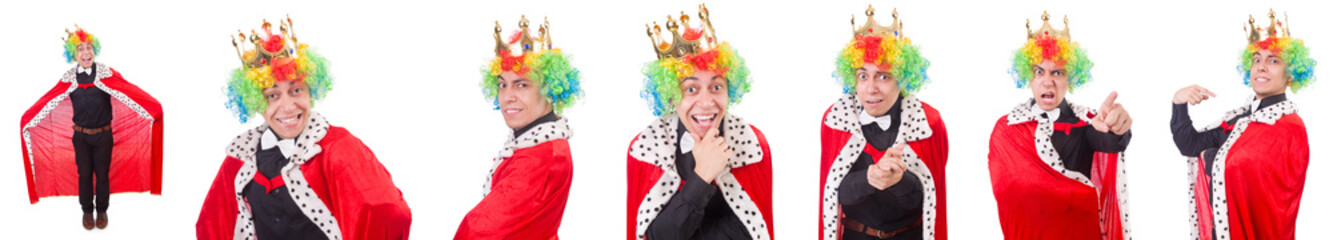 Businessman with crown isolated on white