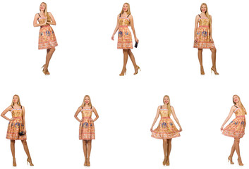 Woman in fashion looks isolated on white