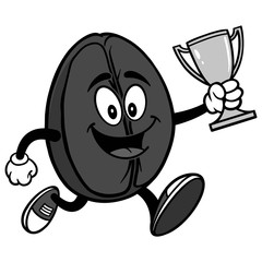 Coffee Bean Running with Trophy Illustration