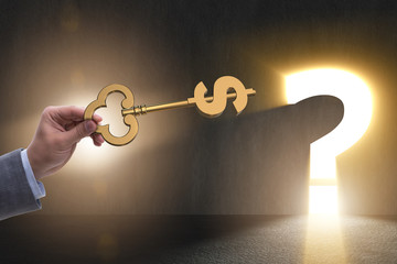 Concept of key to financial success and prosperity