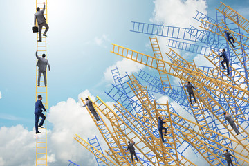  Businessman climbing career ladder in business concept
