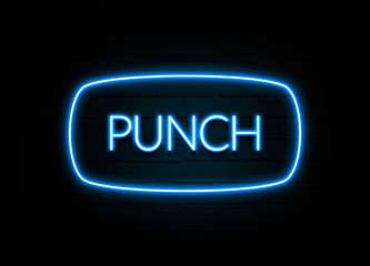 Punch  - colorful Neon Sign on brickwall