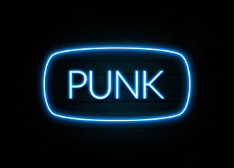 Punk  - colorful Neon Sign on brickwall