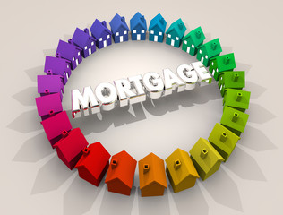 Mortgage Home Loan Houses Ring Real Estate Borrow Money 3d Illustration