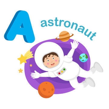 Illustration Isolated Alphabet Letter A Astronaut