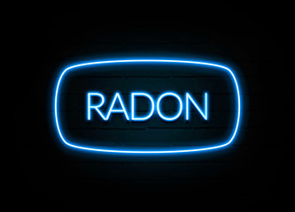 Radon  - colorful Neon Sign on brickwall