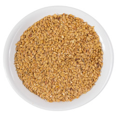 Top view of grains on ceramics bowl.