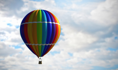 Obraz premium Aerostat floating in day sky. Mixed media