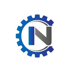in initial logo vector with gear blue gray