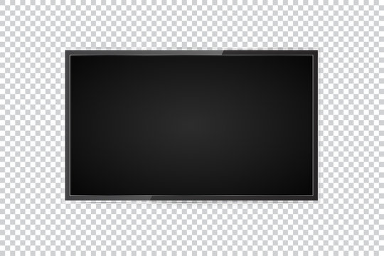 Realistic TV screen in modern style on transparent background. Flat vector illustration EPS 10