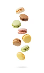Foto op Plexiglas Colorful and falling French Macarons © Lev