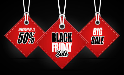 Black Friday sales tag on black background