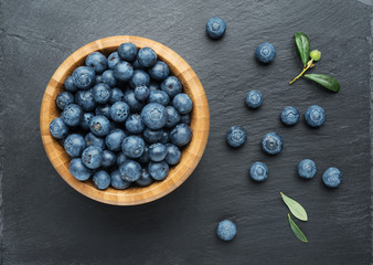 Fresh Blueberries with leaves