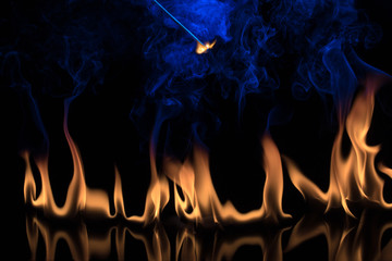 fire on a black background