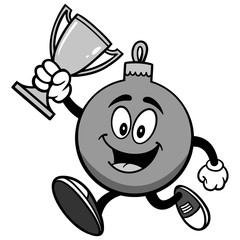 Obraz premium Christmas Ornament Running with Trophy Illustration