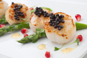 Scallops and Black Caviar