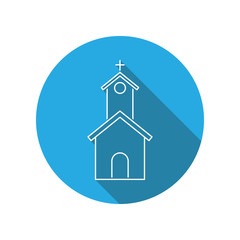 Church flat icon. Religion elements icon. Premium quality graphic design. Signs, outline symbols collection, simple thin line icon for websites, web design, mobile app, info graphics