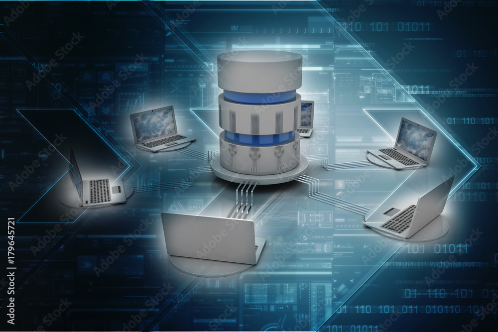 Poster 3d rendering technology computer network
