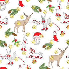  Seamless pattern with Christmas forest