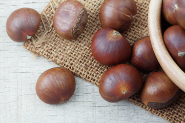 chestnuts with top view.