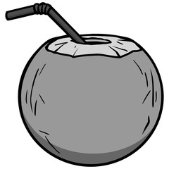 Coconut Water Icon Illustration