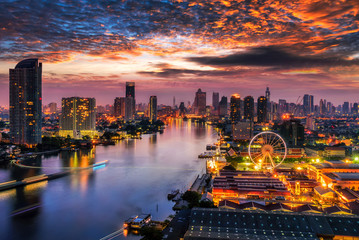 Bangkok cityscape. Bangkok sunrise in the business district. at twilight - obrazy, fototapety, plakaty