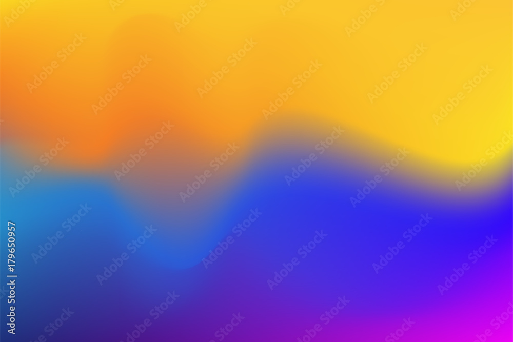 Poster liquid color or watercolor paint transition background. vector trendy modern yellow, blue and purple