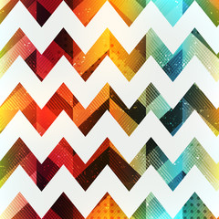 Colored zigzag seamless pattern with grunge effect