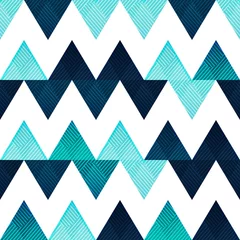 Aluminium Prints Chevron Blue zigzag seamless pattern