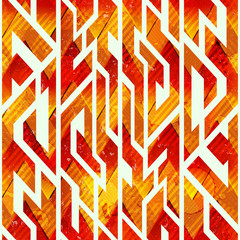 Fire color geometric seamless pattern
