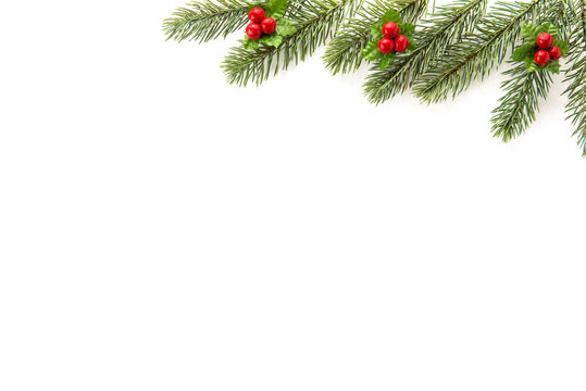 Christmas and New Year holiday  background top view border design on white background