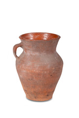 Old clay pot on a white background