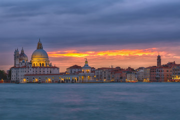 Fototapeta premium Santa Maria della Salute church on a sunset, Venice, Italy