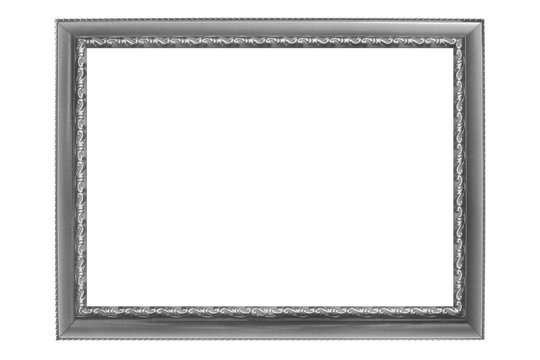 gray vintage picture frame isolated on white background.