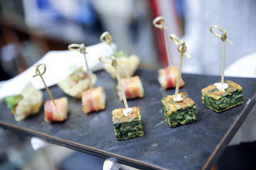 decorated catering on tray
