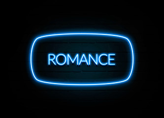 Romance  - colorful Neon Sign on brickwall