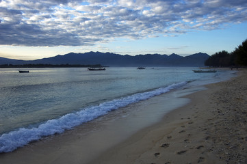 Trawangan island beach at morning, Bali, Indonesia